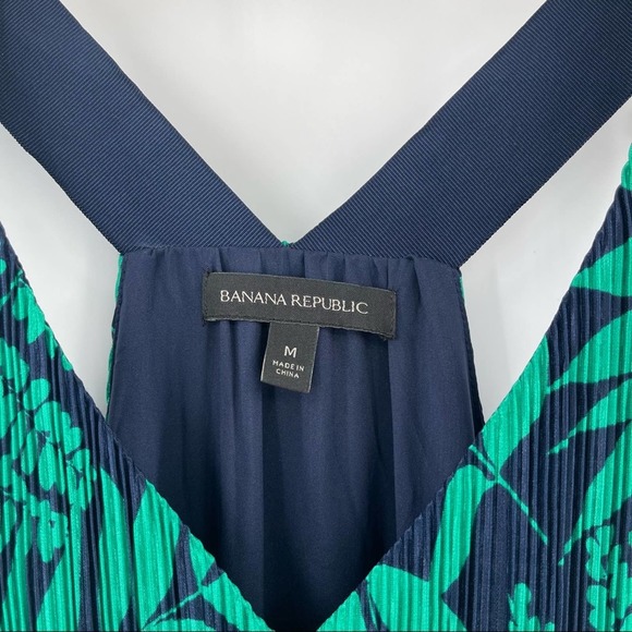 BANANA REPUBLIC Dress Travel Coastal Tropical Leaf Print Racerback Maxi Midi Med - Picture 4 of 11